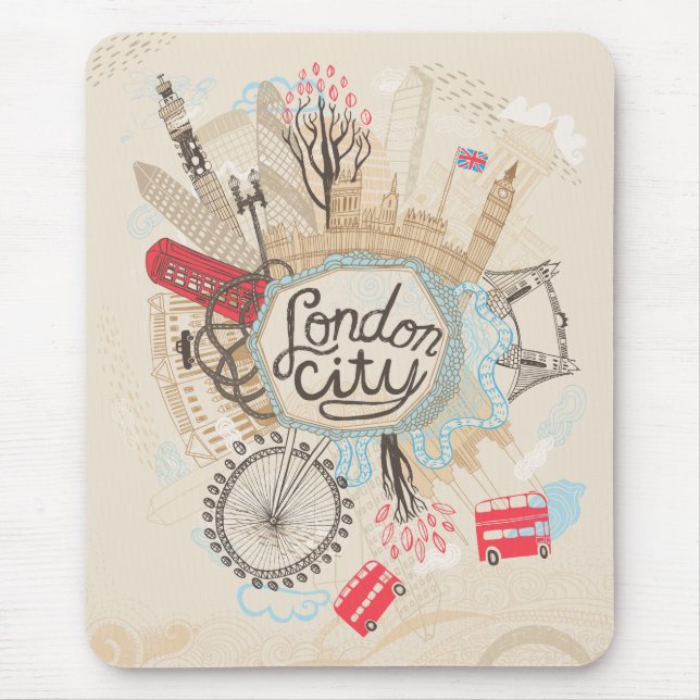London City Doodle Art Mouse Pad (Front)