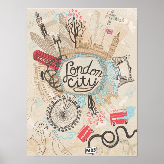 London City Doodle Art Poster (Front)