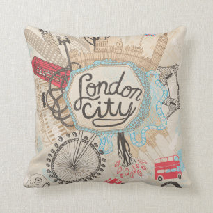 London City Doodle Art Throw Pillow