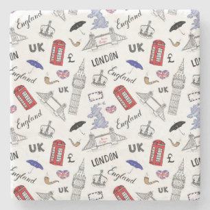 London City Doodles Pattern Stone Coaster