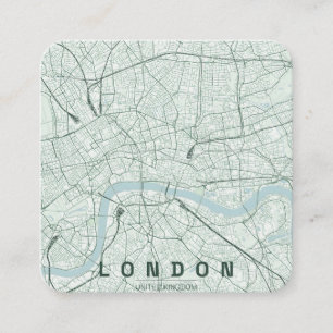 London City England Tour Guide Map Minimal Design Square Business Card