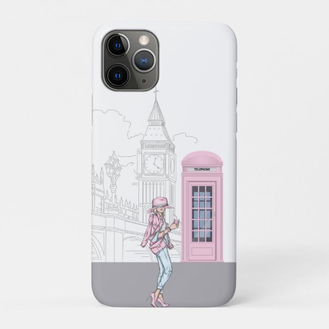 London City Girl with Pink Phone Box Case-Mate iPhone Case (Back)