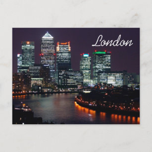 London City Night Skyline UK British Travel Postcard