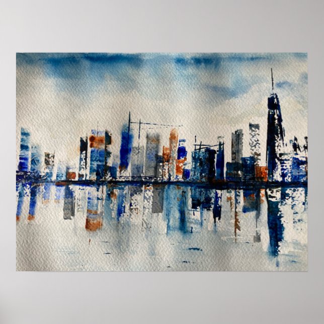 London City Skyline Abstract Painting Poster (Front)