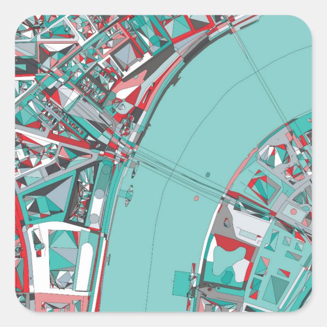 London City Structure Map Square Sticker (Front)