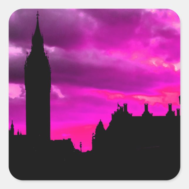 London City Sunset Square Sticker (Front)