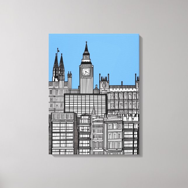 London Cityscape Black and White  Canvas Print (Front)