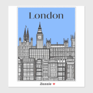 London Cityscape Black & White with Blue Sky