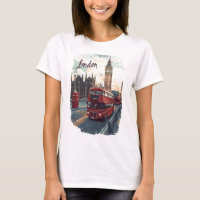 London Cityscape with Double-Decker Bus & Big Ben