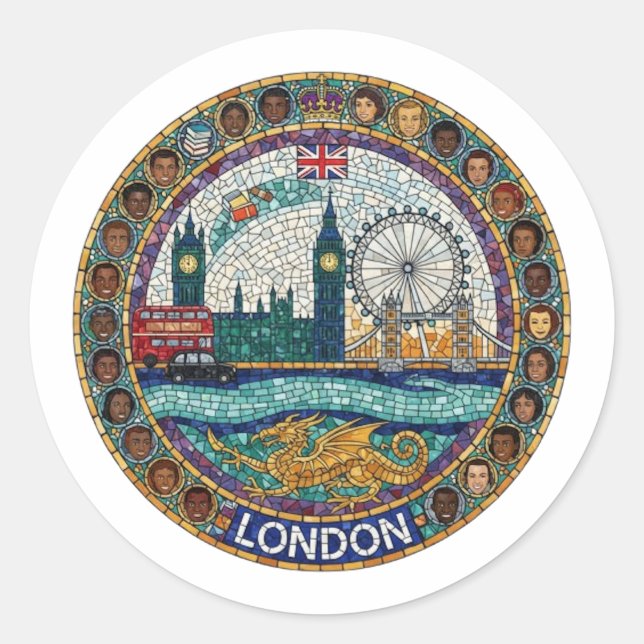 LONDON CLASSIC ROUND STICKER (Front)