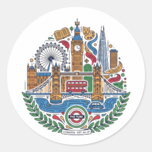 LONDON CLASSIC ROUND STICKER