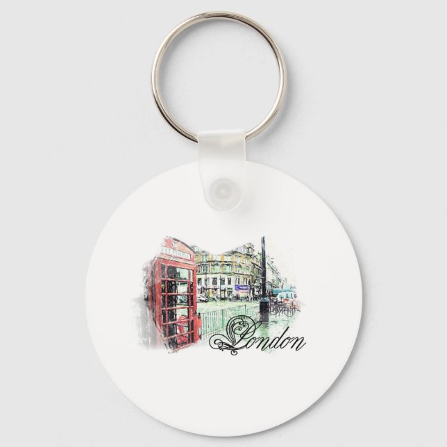 London Coloured Sketch Keychain (Front)