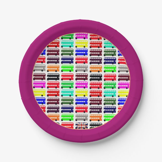 London colours & Double Decker Bus / kids party Pa Paper Plate (Front)