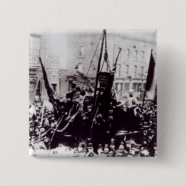 London Dock Strike, 1889 2 2 Inch Square Button (Front)