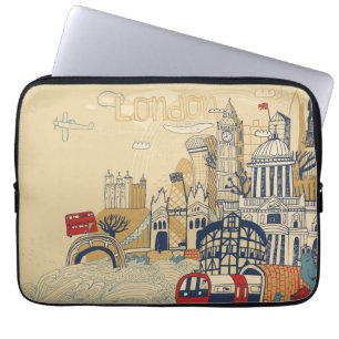 London Doodle Scene Laptop Sleeve