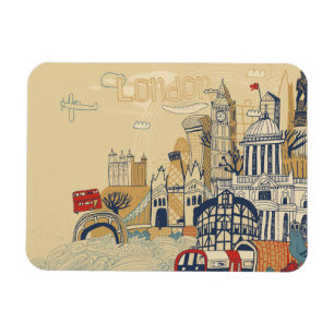 London Doodle Scene Magnet