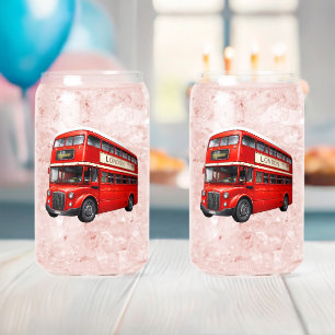 London double-decker bus can glass