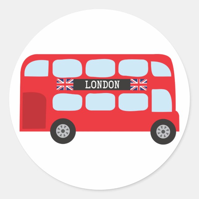 London double-decker bus classic round sticker (Front)