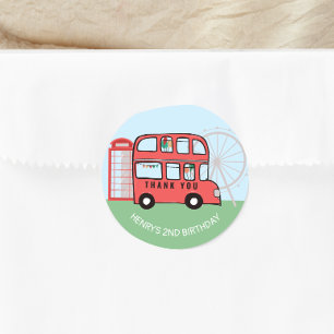 London Double Decker Bus Kids Birthday Sticker