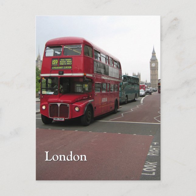London Double-decker Bus Personalized Postcard (Front)