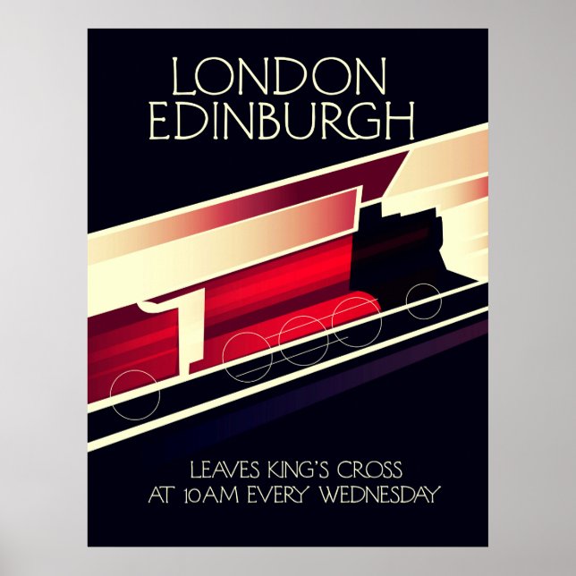 London Edinburgh Locomotive vintage style poster (Front)