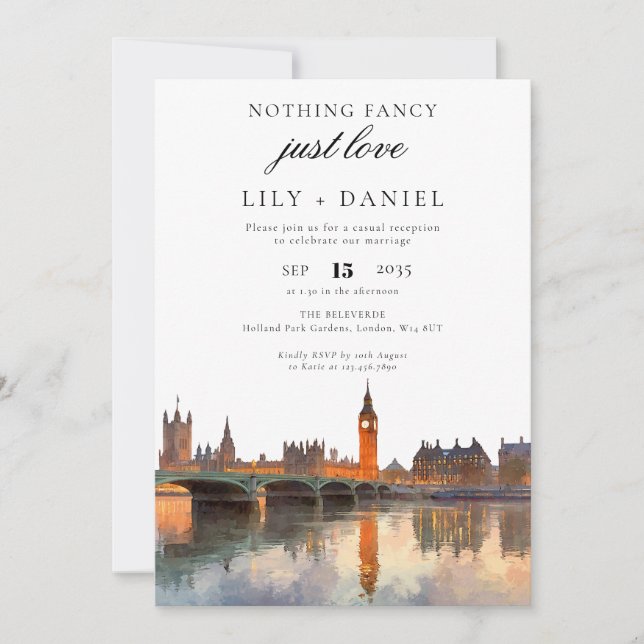 London Elopement Wedding Reception Invitation (Front)
