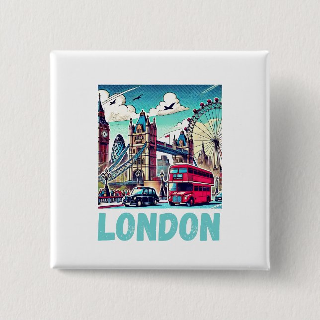 London embroider 2 inch square button (Front)