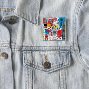 London, England 2 Inch Square Button