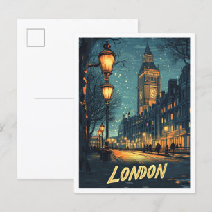 London England Art Vintage Illustration Travel Postcard