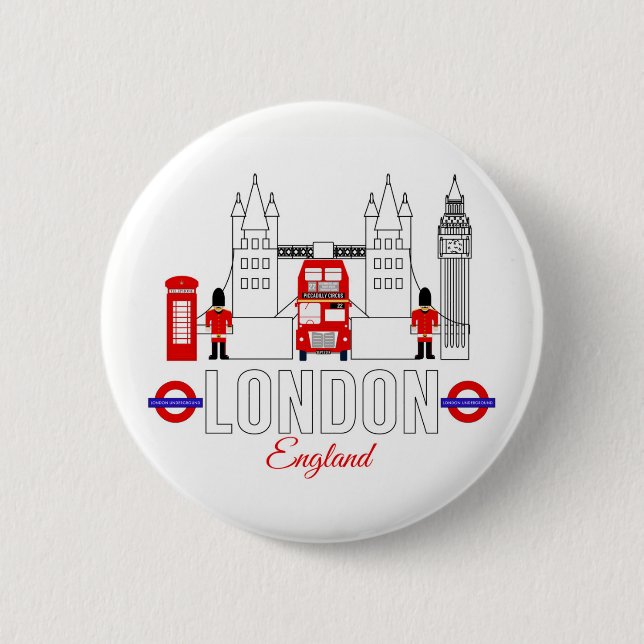 London, England Badge 2 Inch Round Button (Front)