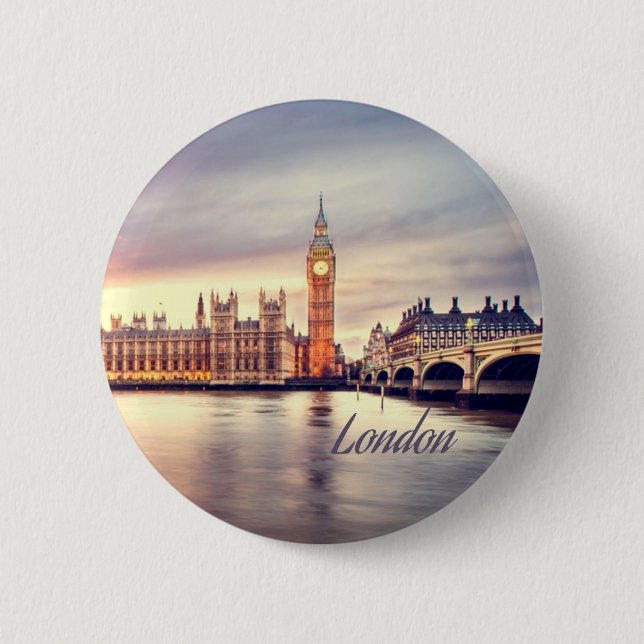 London England Big Ben 2 Inch Round Button (Front)