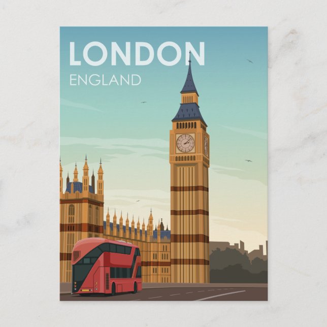 London England Big Ben Vintage Travel Postcard (Front)