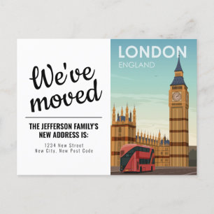 London England Big Ben Vintage We've Moved Postcard