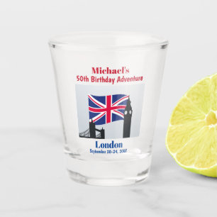 London England Birthday Party Trip Favour Shot Glass
