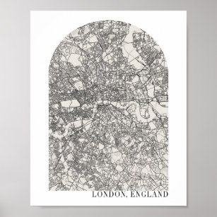 London England Boho Minimal Arch Street Map Poster