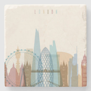 London, England City Skyline Stone Coaster