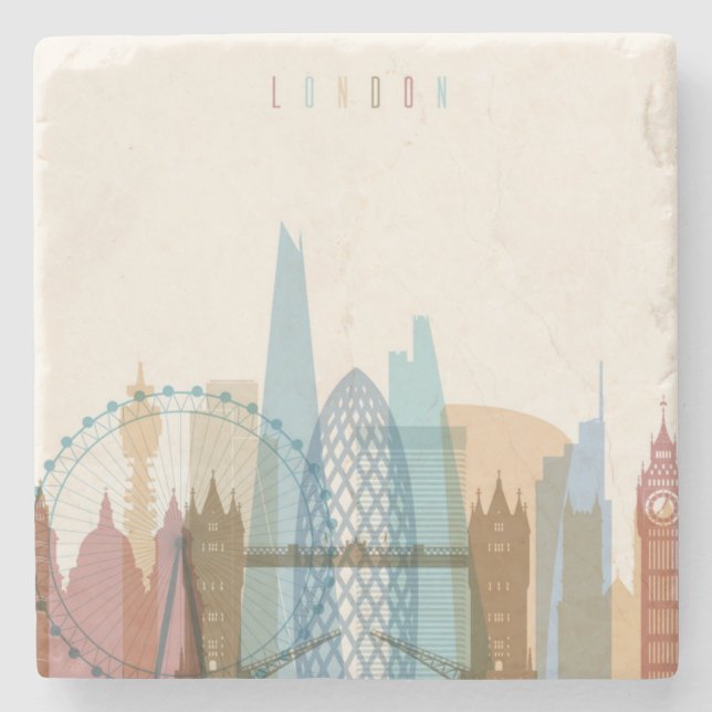 London, England | City Skyline Stone Coaster (Front)