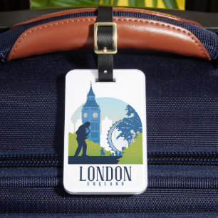 London England Cityscape Vintage Travel Luggage Tag