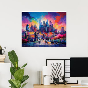 London England Colourful Abstract Art Poster