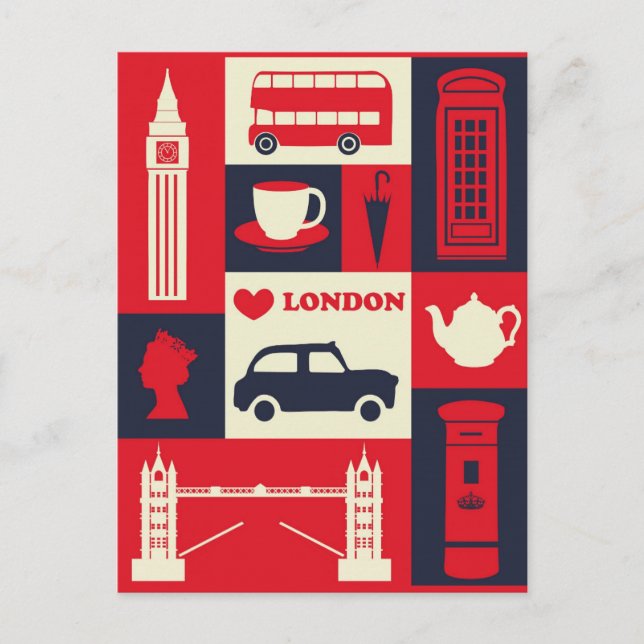 London England Landmarks Cute Travel Postcard (Front)