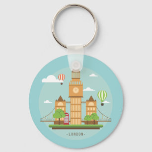 London England Landmarks Stickers Keychain