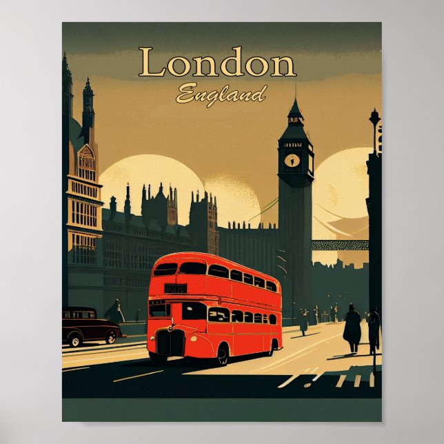 London England Minimalist Vintage Art Poster (Front)