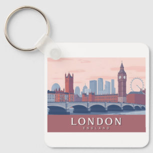 London England Pastel Travel Design Keychain