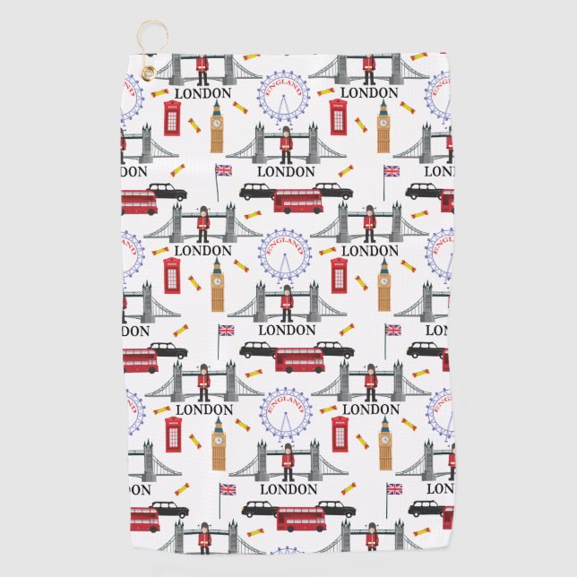 London England Queens Guard English Pattern Golf Towel (Front)