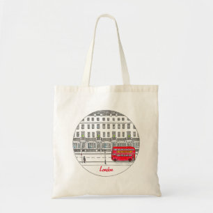 London England Red Bus Travel Illustration Tote Bag