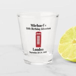 London England Red Phone Booth Birthday Trip Favou Shot Glass