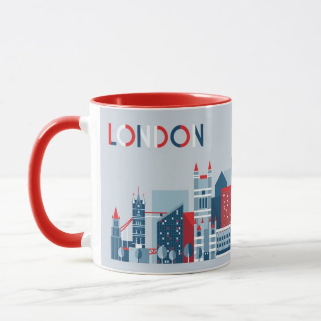 London, England | Red, White and Blue Skyline Mug (Left)