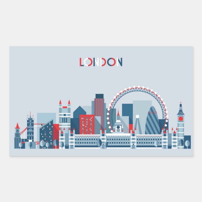 London, England | Red, White and Blue Skyline Sticker (Front)