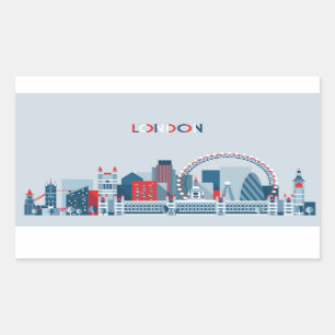 London, England   Red, White and Blue Skyline Sticker