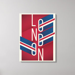 London, England Retro Illustrated Typography Canvas Print